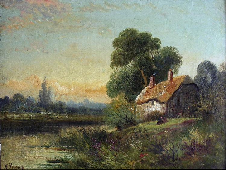 Robert Fenson View with a Cottage by a Stream Spain oil painting art